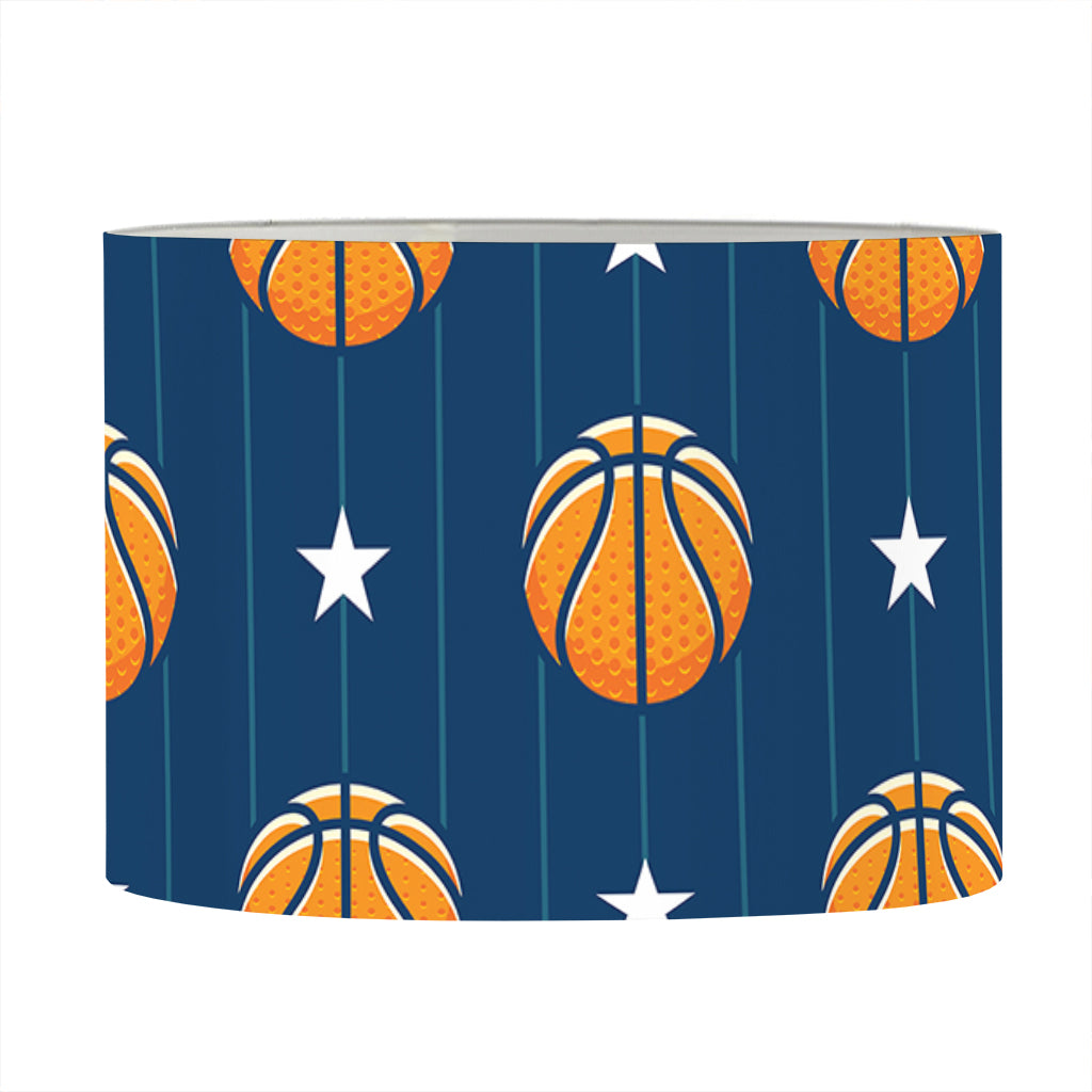 Basketball And Star Pattern Print Drum Lamp Shade