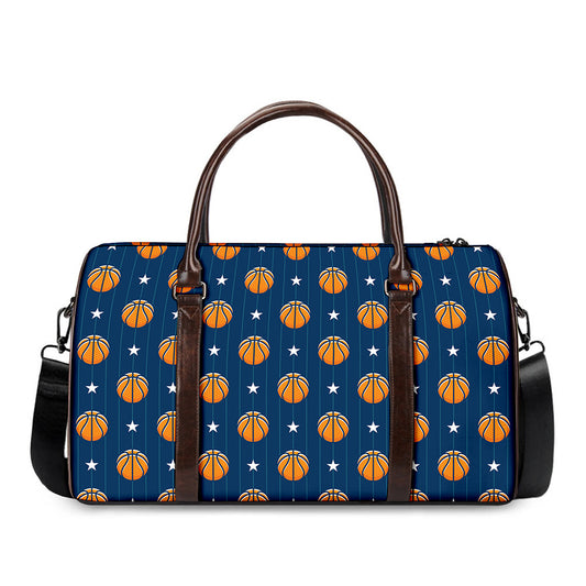 Basketball And Star Pattern Print Duffle Bag