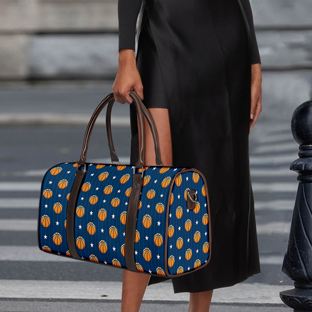 Basketball And Star Pattern Print Duffle Bag