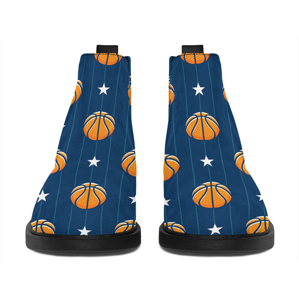 Basketball And Star Pattern Print Flat Ankle Boots