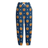 Basketball And Star Pattern Print Fleece Lined Knit Pants