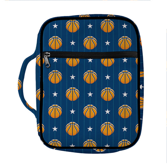 Basketball And Star Pattern Print Front Pocket Bible Bag