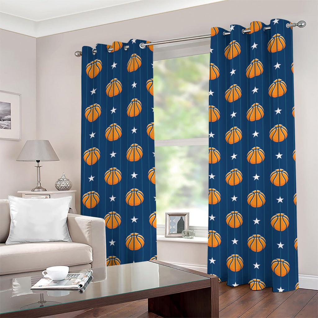 Basketball And Star Pattern Print Grommet Curtains