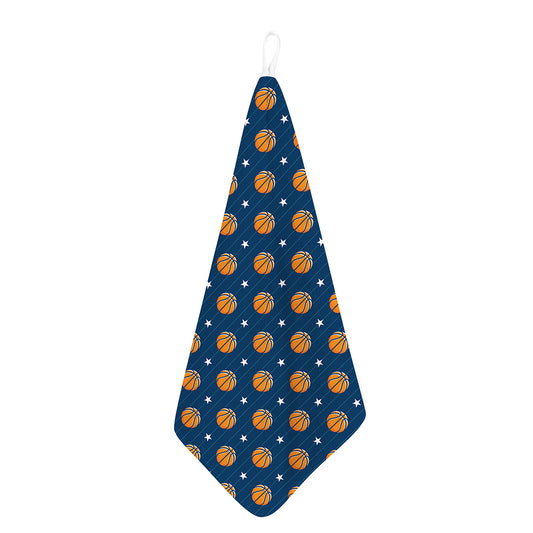 Basketball And Star Pattern Print Hand Towel