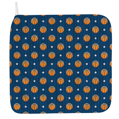 Basketball And Star Pattern Print Hand Towel
