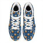 Basketball And Star Pattern Print High Top Leather Sneakers