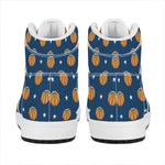 Basketball And Star Pattern Print High Top Leather Sneakers
