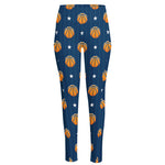 Basketball And Star Pattern Print High-Waisted Pocket Leggings