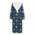 Basketball And Star Pattern Print Hooded Bathrobe