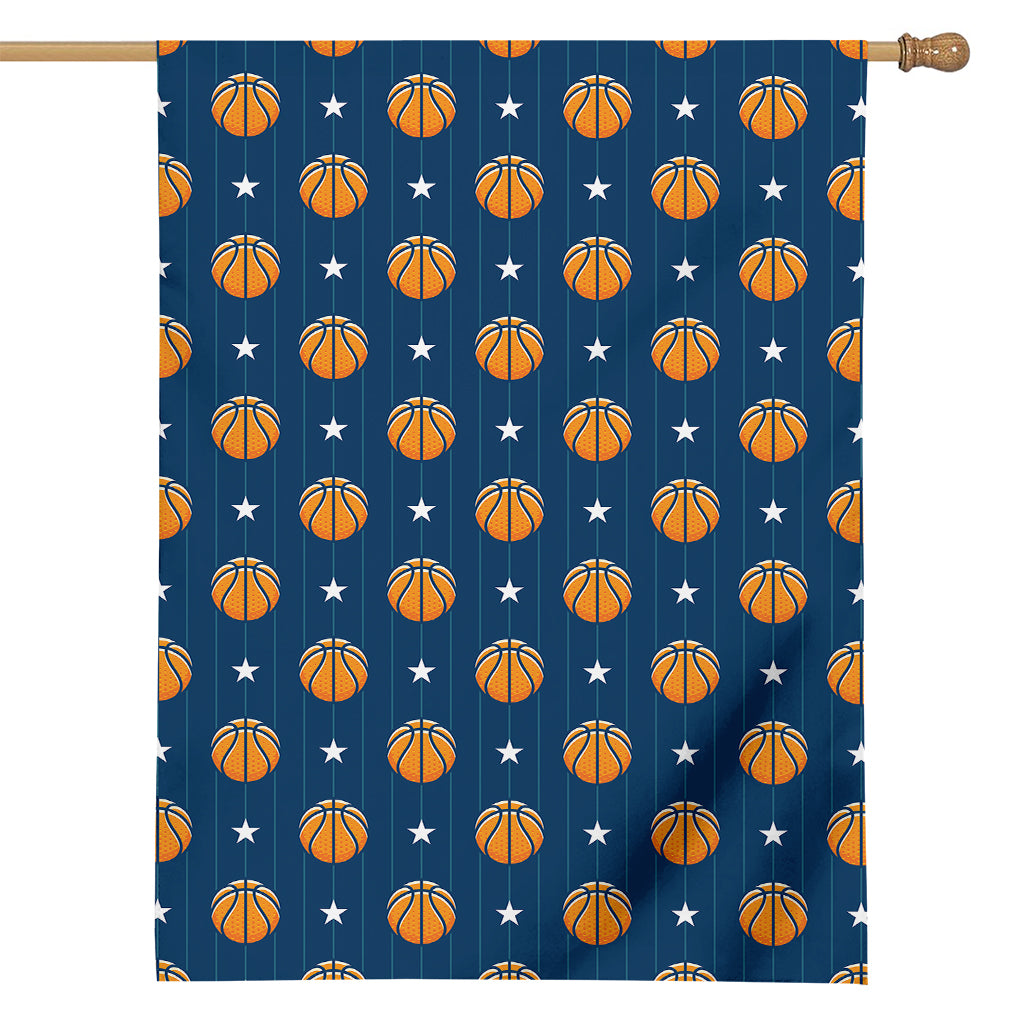 Basketball And Star Pattern Print House Flag
