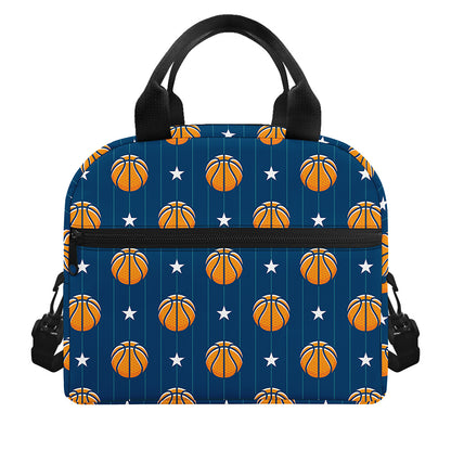 Basketball And Star Pattern Print Insulated Lunch Bag
