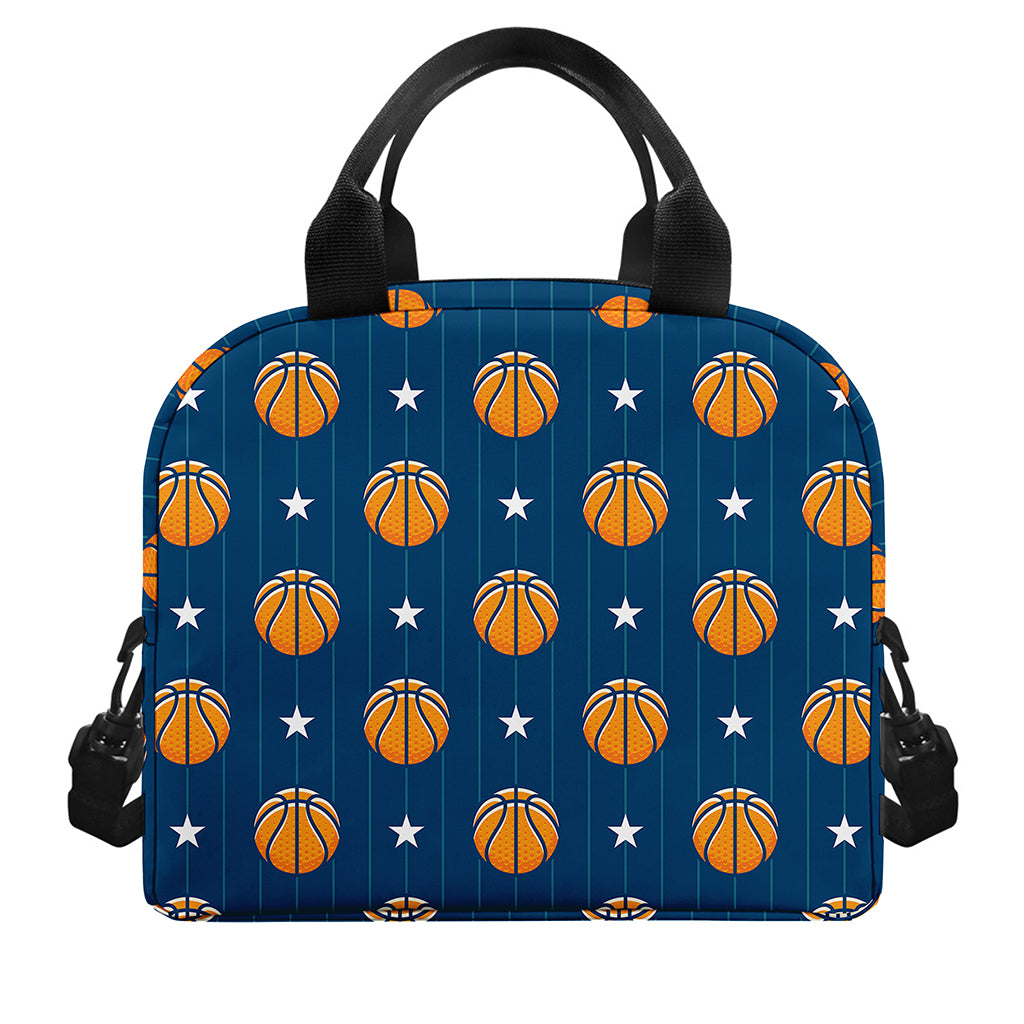 Basketball And Star Pattern Print Insulated Lunch Bag