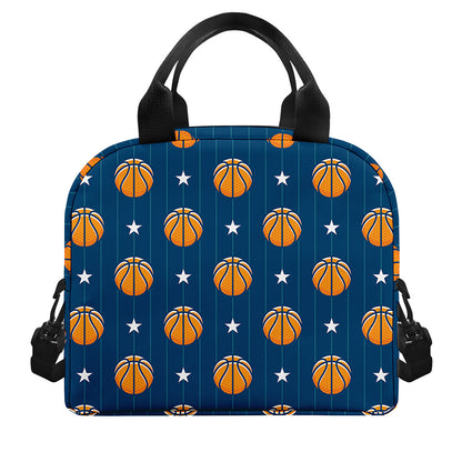 Basketball And Star Pattern Print Insulated Lunch Bag