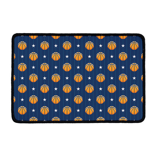 Basketball And Star Pattern Print Kitchen Mat