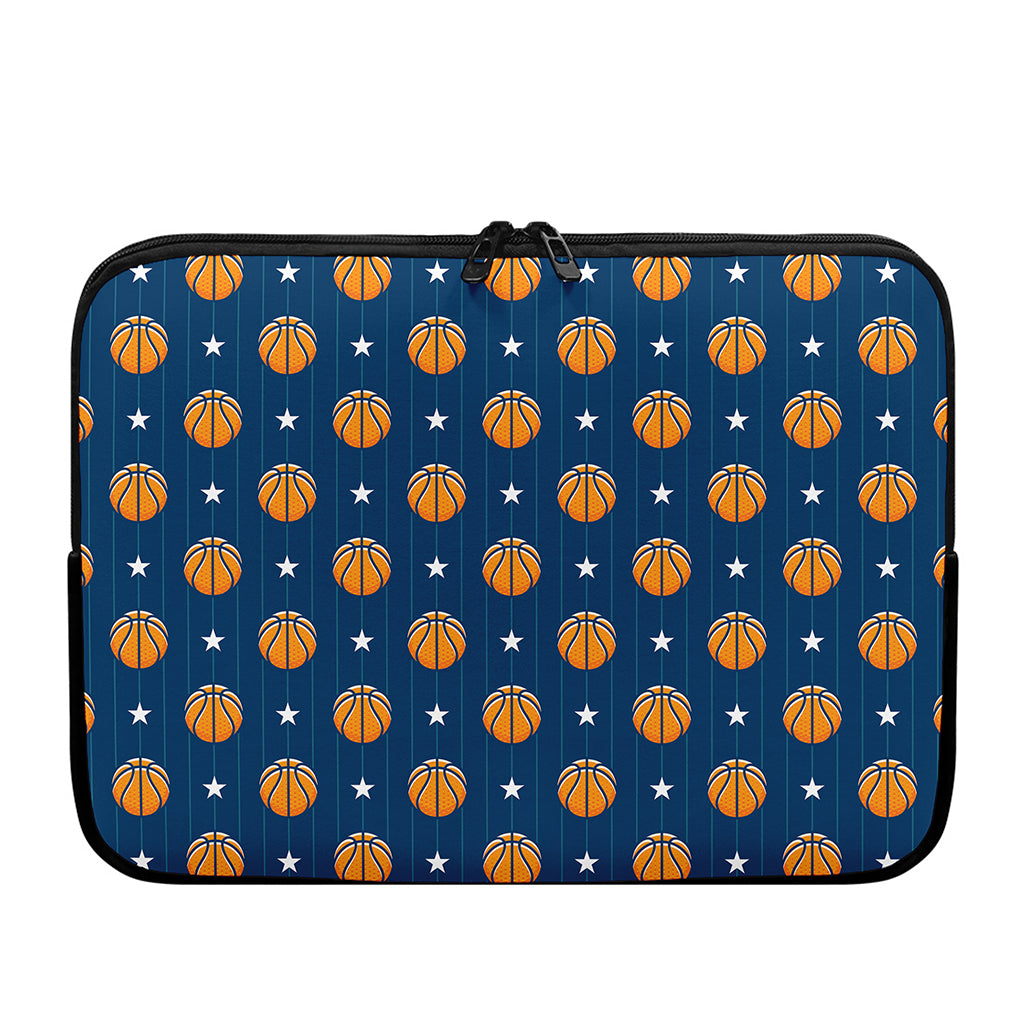 Basketball And Star Pattern Print Laptop Sleeve