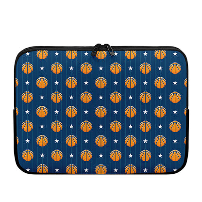 Basketball And Star Pattern Print Laptop Sleeve