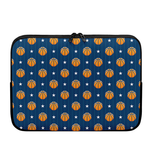 Basketball And Star Pattern Print Laptop Sleeve