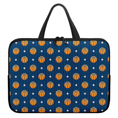 Basketball And Star Pattern Print Laptop Sleeve With Handle