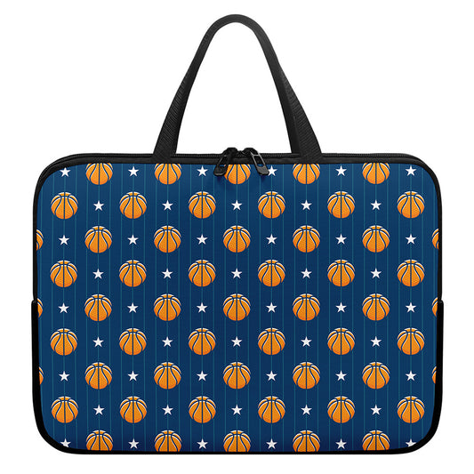 Basketball And Star Pattern Print Laptop Sleeve With Handle