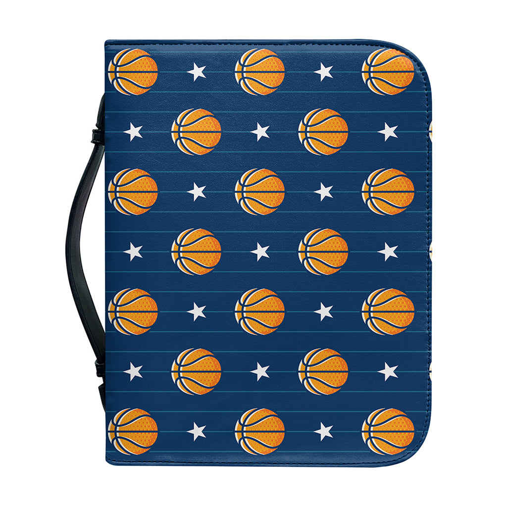 Basketball And Star Pattern Print Leather Bible Cover