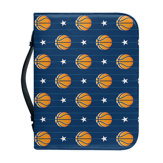 Basketball And Star Pattern Print Leather Bible Cover