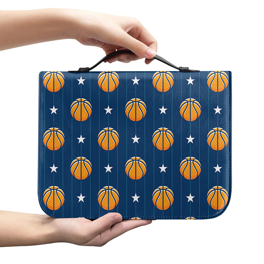 Basketball And Star Pattern Print Leather Bible Cover