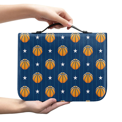Basketball And Star Pattern Print Leather Bible Cover