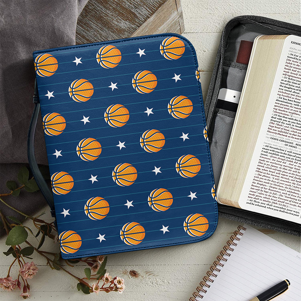 Basketball And Star Pattern Print Leather Bible Cover