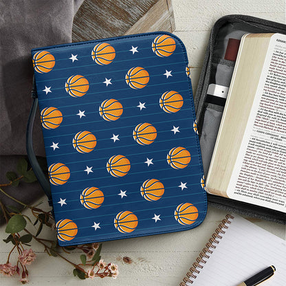 Basketball And Star Pattern Print Leather Bible Cover