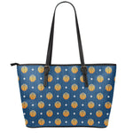 Basketball And Star Pattern Print Leather Tote Bag