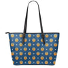 Basketball And Star Pattern Print Leather Tote Bag