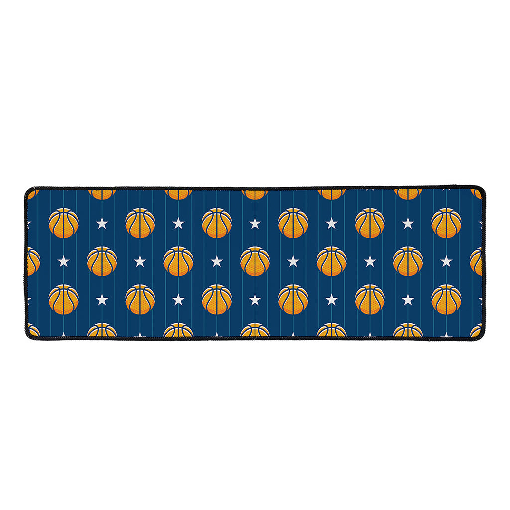 Basketball And Star Pattern Print Long Kitchen Mat