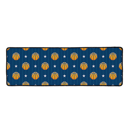 Basketball And Star Pattern Print Long Kitchen Mat