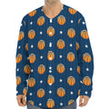 Basketball And Star Pattern Print Long Sleeve Baseball Jersey