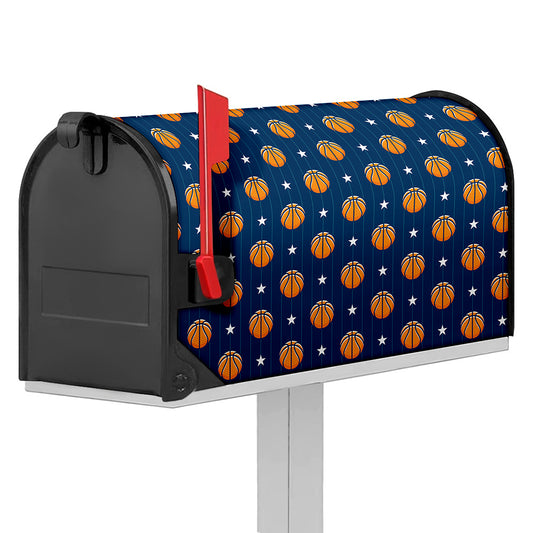 Basketball And Star Pattern Print Mailbox Cover