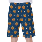 Basketball And Star Pattern Print Men's Beach Shorts
