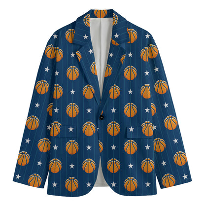 Basketball And Star Pattern Print Men's Blazer