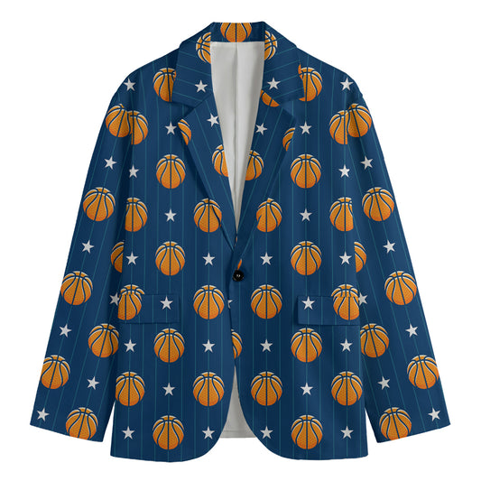 Basketball And Star Pattern Print Men's Blazer