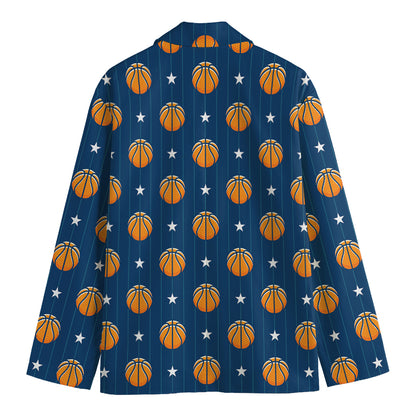Basketball And Star Pattern Print Men's Blazer