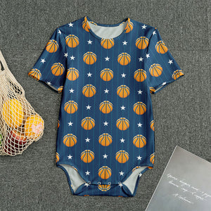 Basketball And Star Pattern Print Men's Bodysuit