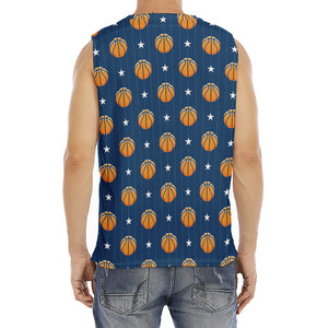 Basketball And Star Pattern Print Men's Fitness Tank Top