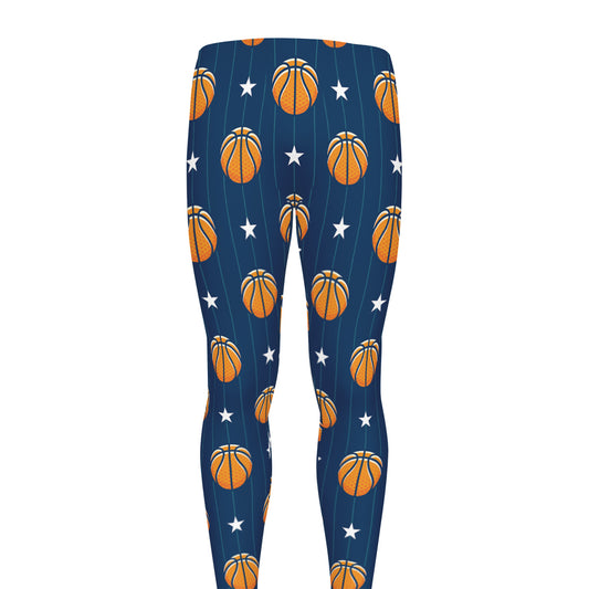 Basketball And Star Pattern Print Men's leggings