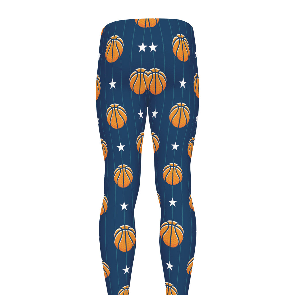 Basketball And Star Pattern Print Men's leggings
