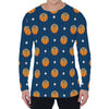 Basketball And Star Pattern Print Men's Long Sleeve T-Shirt