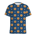 Basketball And Star Pattern Print Men's Athletic T-Shirt