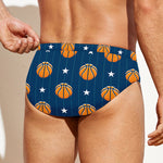 Basketball And Star Pattern Print Men's Swim Briefs