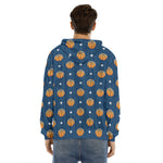 Basketball And Star Pattern Print Men's Velvet Pullover Hoodie