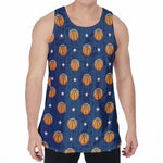 Basketball And Star Pattern Print Men's Velvet Tank Top