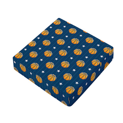 Basketball And Star Pattern Print Outdoor Seat Cushion Cover