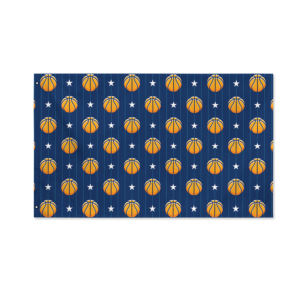 Basketball And Star Pattern Print Polyester Flag